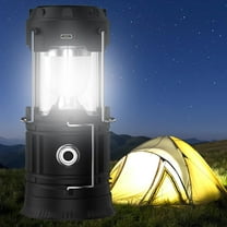 Portable LED Camping Light - Ultra Bright USB Rechargeable Solar Lantern Battery Operated Flashlight, for Camping, Hiking, Sheds in Power Outages Black
