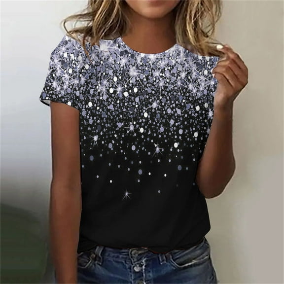 Herrnalise Women's Sequin Tops Sparkly Glitter Blouses Sequined Short Sleeve Shirts for Holiday Club Night Gear up for greatness for less
