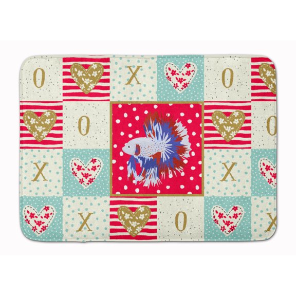 Comb Tail Betta Love Machine Washable Memory Foam Mat Red