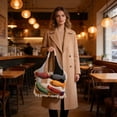 thumbnail image 6 of Tassel Stitching Knit Tote Bag With Wide Shoulder Straps, Versatile Polyester Shopper For Travel Or Errands, Spacious Interior, Stylish Color Detail, Lightweight Durable Carry, White Red Khaki Green, 6 of 6