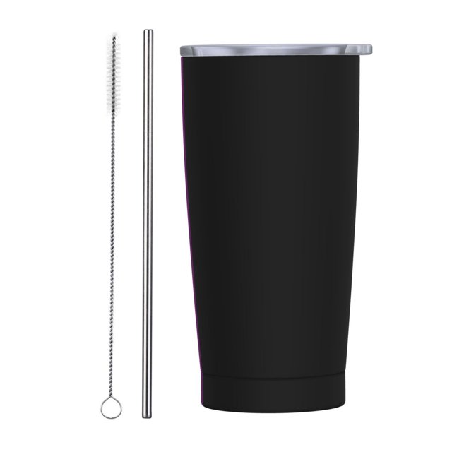 Taza térmica portátil de acero inoxidable con pajita y aislamiento de 20 oz con bandera del orgullo asexual LGBTQ, color blanco