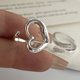 thumbnail image 2 of Anillos de plata de ley 925 para mujer, pareja minimalista hecha a mano, anillo de corazón hueco Simple, joyería fina, regalo para prevenir alergias, 2 of 2