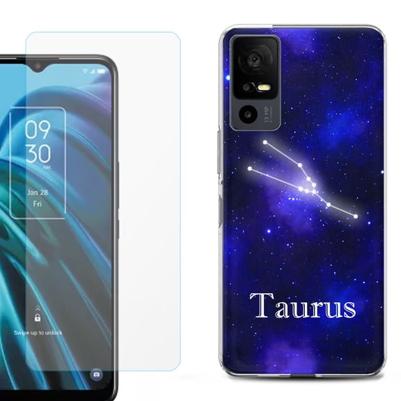 OneToughShield ® for TCL 40 XE 5G Shockproof Fashion Phone Case, with Tempered Glass Screen Protector - Taurus