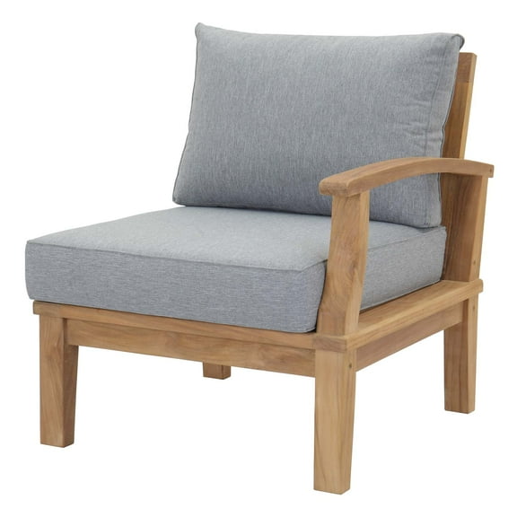 Modern Contemporary Urban Design Outdoor Patio Balcony Garden Furniture Sofa End Chair, Wood, Grey Gray Natural