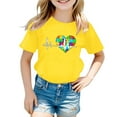 thumbnail image 1 of Hiiyo T-Shirt Graphique en Coton pour Filles, Imprimé Lettre, Manches Courtes, Tailles 3-9, 1 of 3