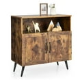 thumbnail image 1 of Costway Armoire de Rangement Milieu du Siècle avec Portes, Supports pour Verres à Vin, Brun Rustique, 1 of 9