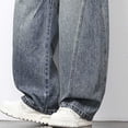thumbnail image 6 of CHEEREAM Baggy Jeans For Mens Wide Straight Leg Button Waist Casual Denim Pants with Pocket Trendy Streetwear Fashion Daily Wear Loose Fit, 6 of 9