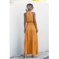 thumbnail image 3 of Mengpipi Summer Halter Dresses for Women High Waist Sleeveless Maxi Dress Sundress with Belt, Yellow-XL(US 12), 3 of 6