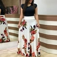 thumbnail image 3 of Summer Dress Saving! Women's Casual Plus Size Short Sleeve Floral Boho Printing Long Dress Leisure Dress White L, 3 of 4