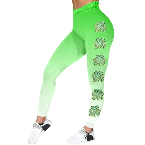Fvwitlyh Pantoufles Pour Femmes High Waisted Seamless Workout Leggings Womens Printed Yoga Leggings Running Pants Green,XL