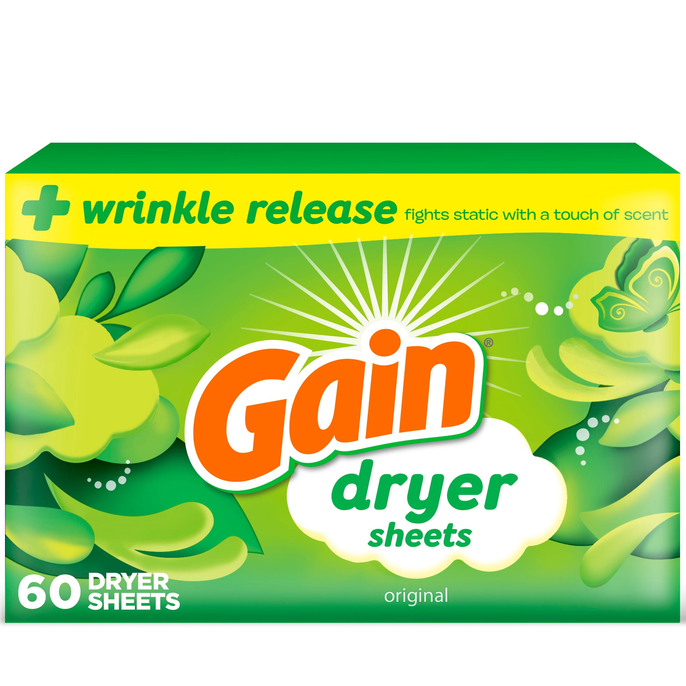(3 pack) Gain Dryer Sheets, Original Scent, 60 Count