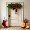 thumbnail image 6 of Christmas Door Swag with Bells Pinecones and Velvet Bow Artificial Hanging Christmas Decoration for Front Door Mirror Fireplace Mantel Indoor Holiday Decor, 6 of 6