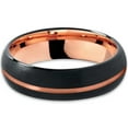 thumbnail image 2 of P. Manoukian Tungsten Wedding Band Ring 6mm for Men Women Black & 18K Rose Gold Plated Offset Line Dome Brushed Polished Lifetime Guarantee Size 14, 2 of 4