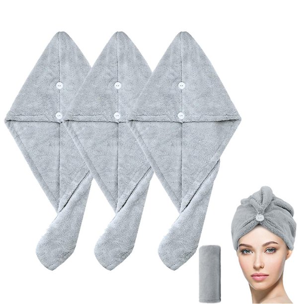 Paquete de 3 toallas de microfibra absorbentes y de secado rápido para el cabello