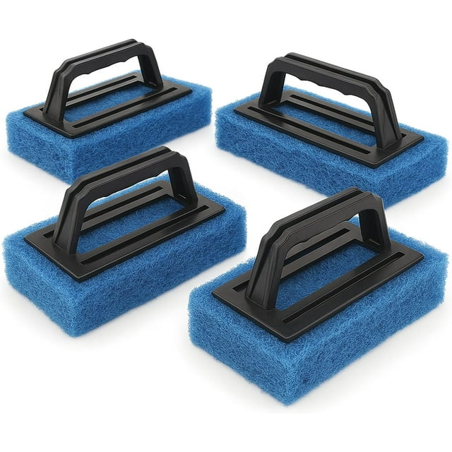 4 Pcs Screen Printing Scrub Pad with Handle – Screen Print Ink Scraper Remover for Reclaiming Mesh, Screen Printing Ink Cleaner & Accessories for Screens, Squeegees and Frames
