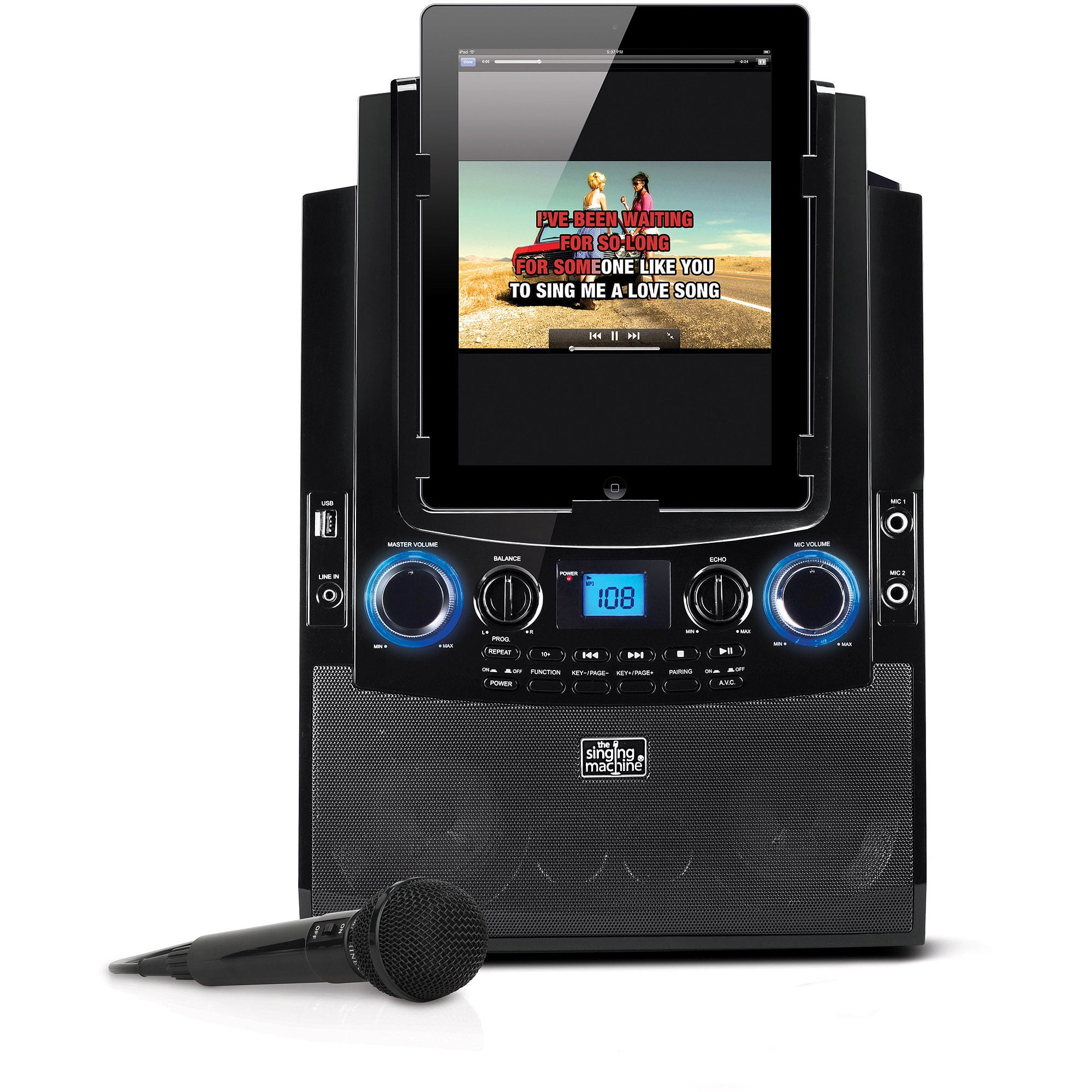 Singing Machine Bluetooth Mobile Karaoke System with Resting Tablet