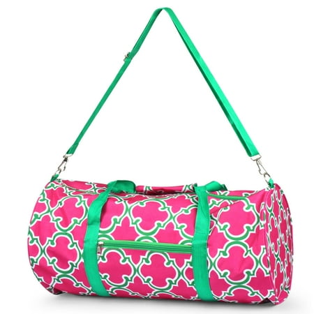 Lightweight Classic Style Duffel Travel Bag Handbag by Zodaca Camping Hiking Zipper Shoulder Carry Bag - Pink