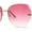Gold / Pink, variant on Womens Rimless Rhinestone Bevel Angular Lens Butterfly Sunglasses Gold Blue Pink