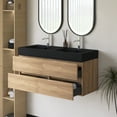 thumbnail image 3 of 48" Wall Mounted Floating Bathroom Vanity in Oak with Black Quartz Sink, 3 of 12