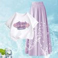 thumbnail image 5 of Hiijoy Big Girls Outfits Letter Print Short Sleeve T-Shirt Wide-Leg Pants Set, Sizes 9-10Y, 5 of 6