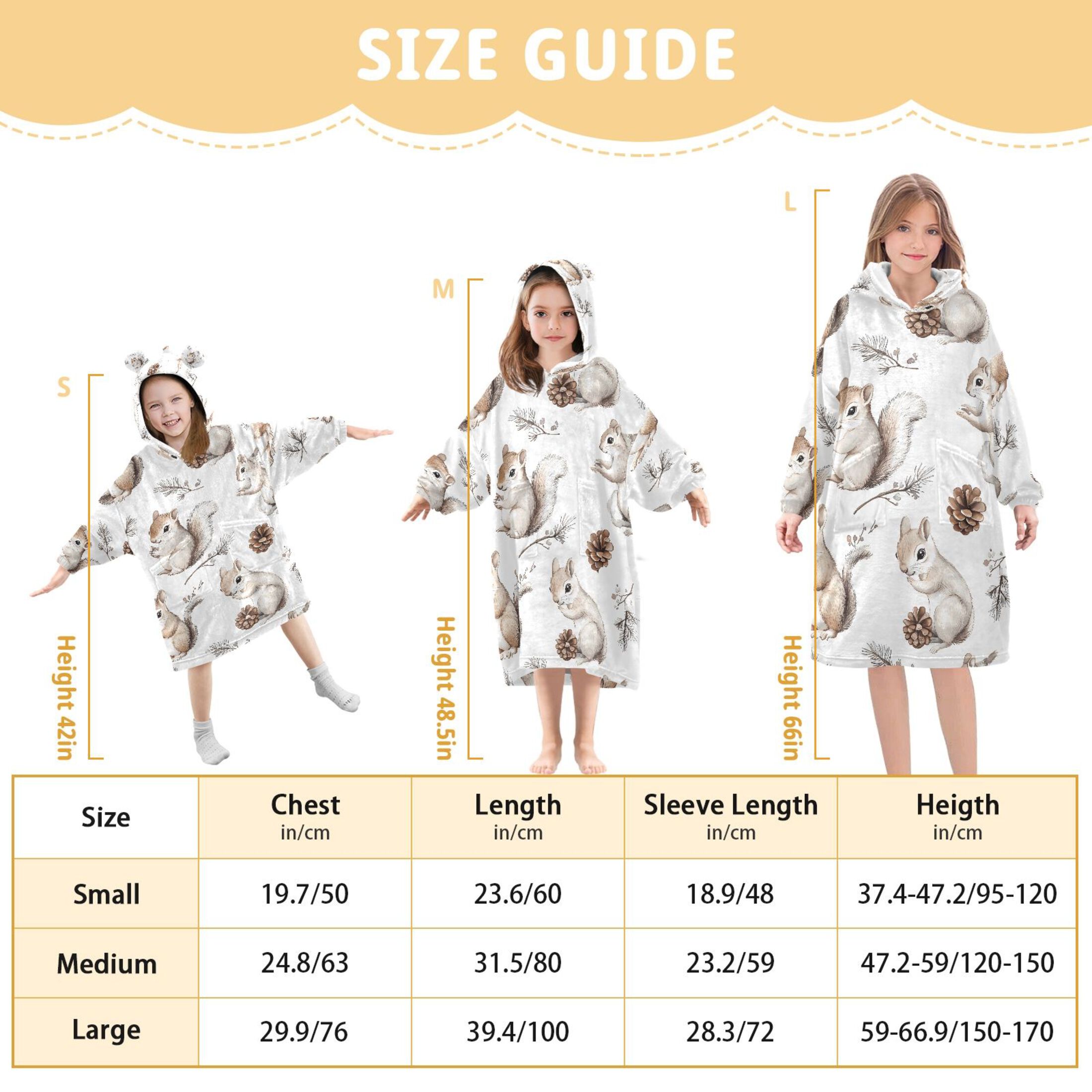 joogoo Blanket Hoodie for Squirrels Cute Oversize Sweatshirt 3-14 YR L