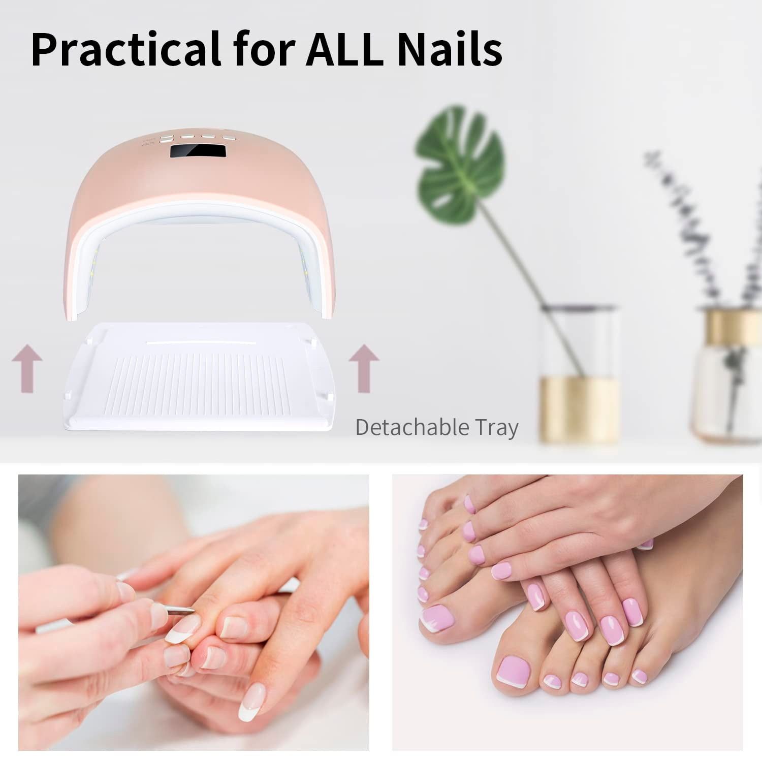 48W Rechargeable UV LED Nail Lamp,Cordless Professional Gel Nail Art Lights Manicure Tools for Home and Salon