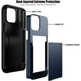 thumbnail image 3 of for iPhone 13 Pro Max Case with Card Holder Heavy Duty Protective Dual Layer Shockproof Hidden Card Slot Slim Wallet Case for iPhone 13 Pro Max for Women&Men(Blue), 3 of 13