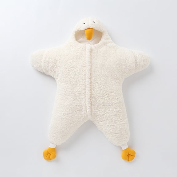 fnnxnal Kids Girls White Hooded Goose Romper Plush Fleece Newborn Cute Costume 0-9 Months,Size Free Size