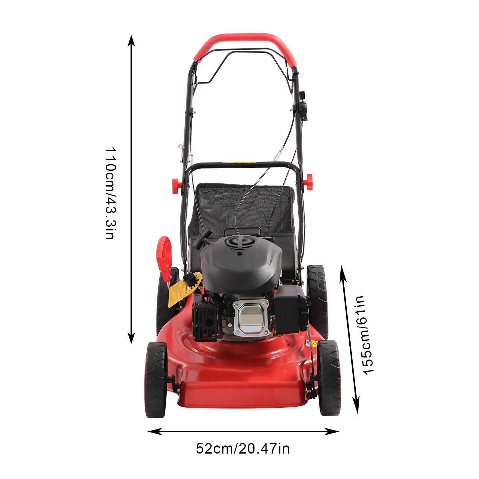 Miumaeov 20” 173cc 4-Cycle Gas Powered Self-Propelled Walk-Behind Lawn Mower, 8 Adjustable Heights