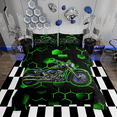 thumbnail image 2 of Erosebridal Dirt Bike Comforter Sets,Extreme Sports Comforters & Duvets,Green Black Honeycomb Decor,Reversible,Breathable,2pcs, 2 of 7