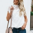 thumbnail image 2 of JFHHQ Elegant Floral Patchwork Blouse with Delicate Lace Ruffles and Flared Sleeves for Women M White, 2 of 6