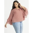 thumbnail image 2 of Jessica Simpson Women's Plus Elaine Ruffle Blouse with Long Sleeves, Sizes 0X-4X, 2 of 6