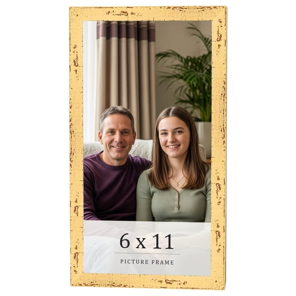 6x11 Frame Yellow Real Wood Picture Frame Width 1.25 inches | Interior Frame Depth 0.5 inches |