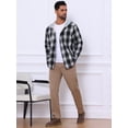 thumbnail image 2 of DARING DIVA Men's Fleece Lining Drawstring Hooded Plaid Shirt Jacket M Black White, 2 of 7