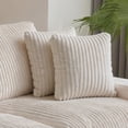 thumbnail image 2 of HipyMo Solid Corduroy Cloud Throw Pillow Set, 17.72" Premium Shredded Memory Foam & Plush Fibers Pillows for Couch Sofa Bedroom Living Room 2 Pack, Beige, 2 of 8