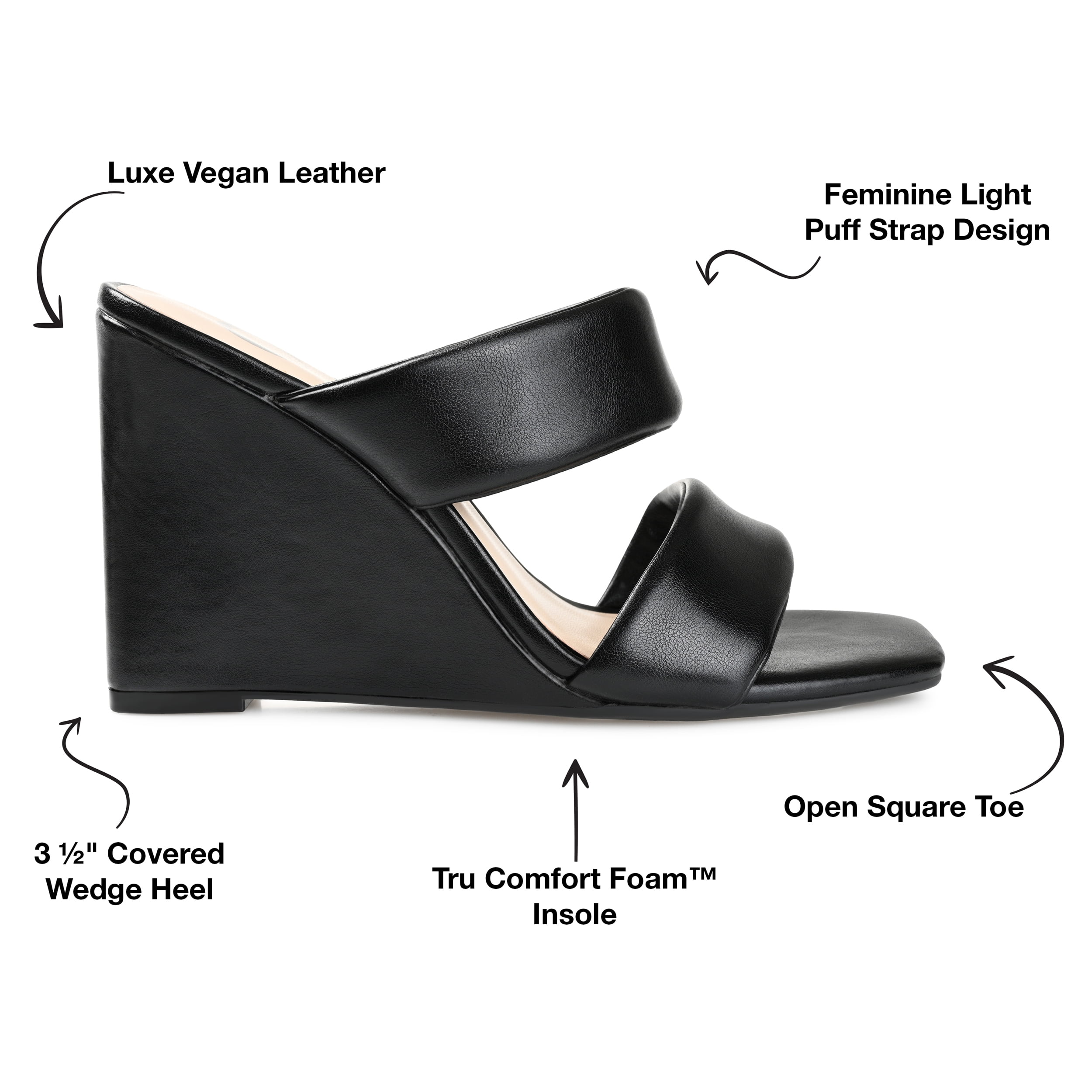 Journee Collection Womens Kailee Tru Comfort Foam Slip On Open Square Toe Wedge Sandals