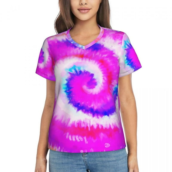Ombre Tie Dye T Shirt Swirl Cute T Shirts Female V Neck Simple Tops024 Summer Short Sleeve Custom Top Tees