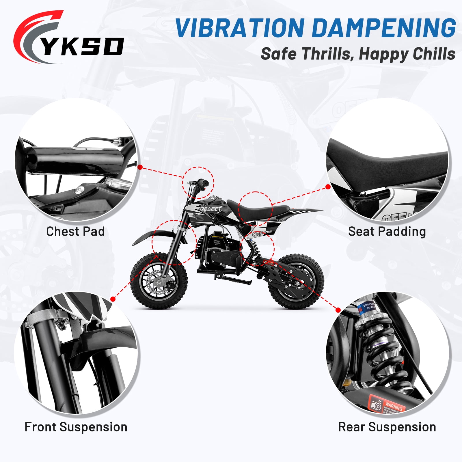 QEASET 39CC Dirt Bike, Gas Powered Mini Bike, Black