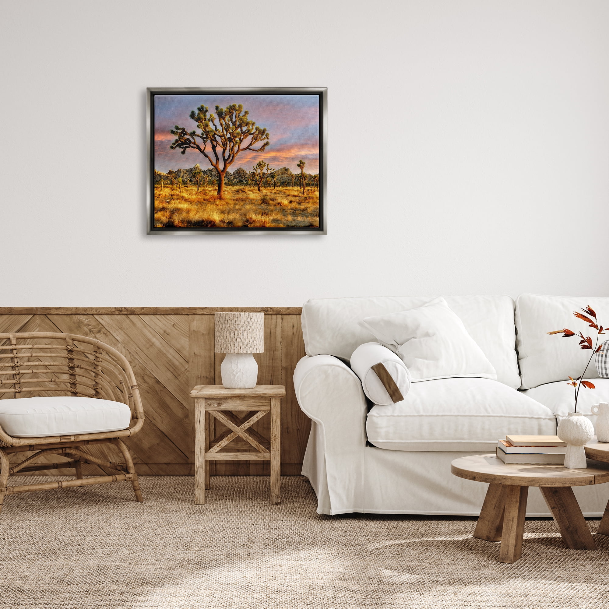 Stupell Industries Savanna Trees Photography Nature Photography Gray Floater Framed Art Print Wall Art, 31 x 25