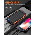 thumbnail image 2 of Cargador solar, banco de energía, cargador portátil de 42800 mAh, batería externa de 5 V 3,1 A Qc 3.0, cargador rápido incorporado, linterna superbrillante (naranja), 2 of 5