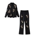 thumbnail image 3 of Ensemble Chemise à Sequins Décontractée pour Femmes Chic Col à Revers Manches Longues Pantalon Taille Élastique Ensemble de Printemps, 3 of 13