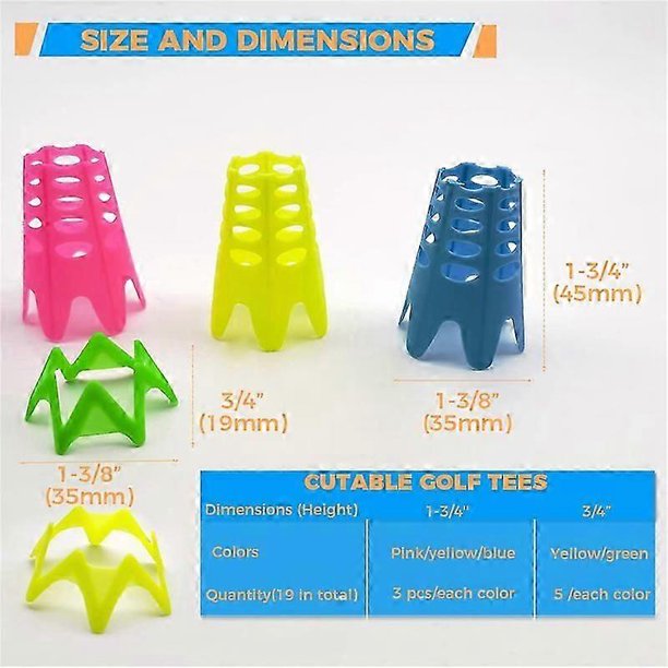 Golf Simulator Tees,19Pcs Practice Golf Tees for Turf and Driving Range Indoor Tee Golf Training Tee