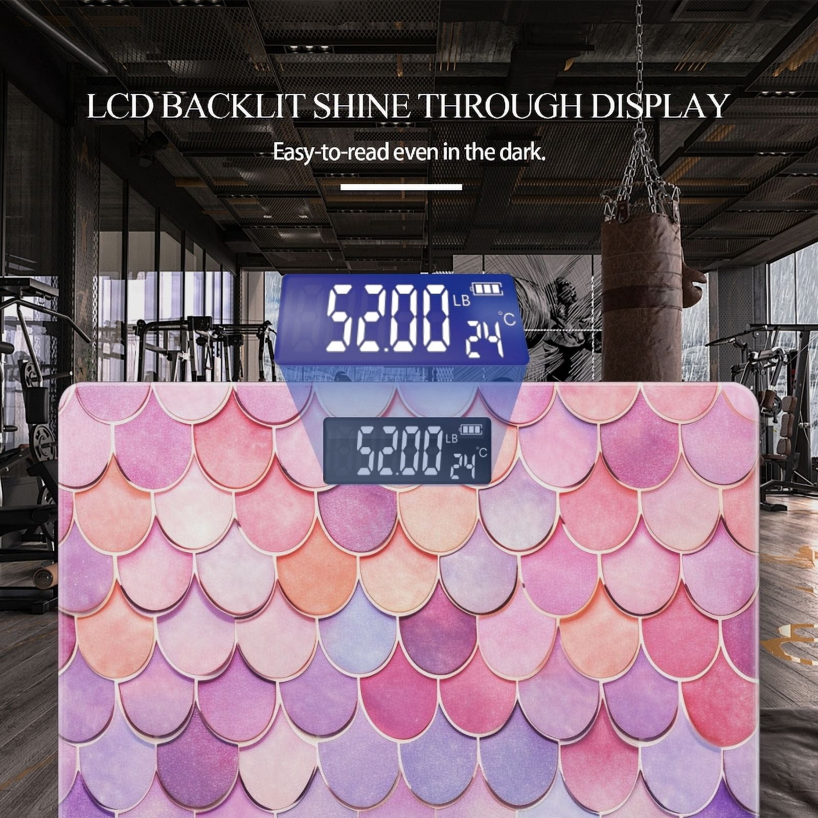 High Precision Body Weight Scale Smart Bathroom Scales with Large LCD Display(400lbs),Decorative for Bedroom-Beautiful Pastel Rainbow Mermaid Scales