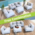 thumbnail image 3 of 5 Pieces Olefin Patio Conversation Set with Thickened Cushions 4-Seat Outdoor Furniture Set with Bean Bag Chairs (Light Gray), 3 of 8