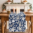 thumbnail image 2 of Ocean Shell Table Runner, Starfish Conch Retro Beach Blue Texture Cotton Linen Kitchen Table Decoration Washable Dining Tabletop Runners for Home Party Decor 13x72 Inches, 2 of 9