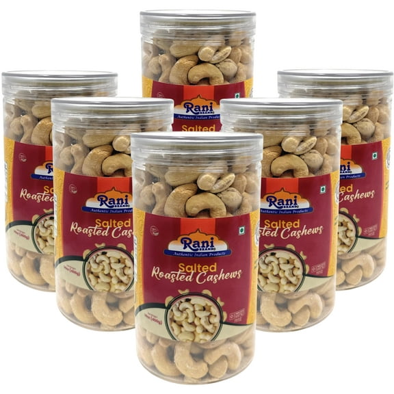 Rani Salted Roasted Cashews 14oz (400g) PET Jar, Pack of 6, Non-Fried, Oil Free ~ All Natural | Vegan | Gluten Friendly | NON-GMO | Kosher | Air Roasted, Crunchy & Flavorful