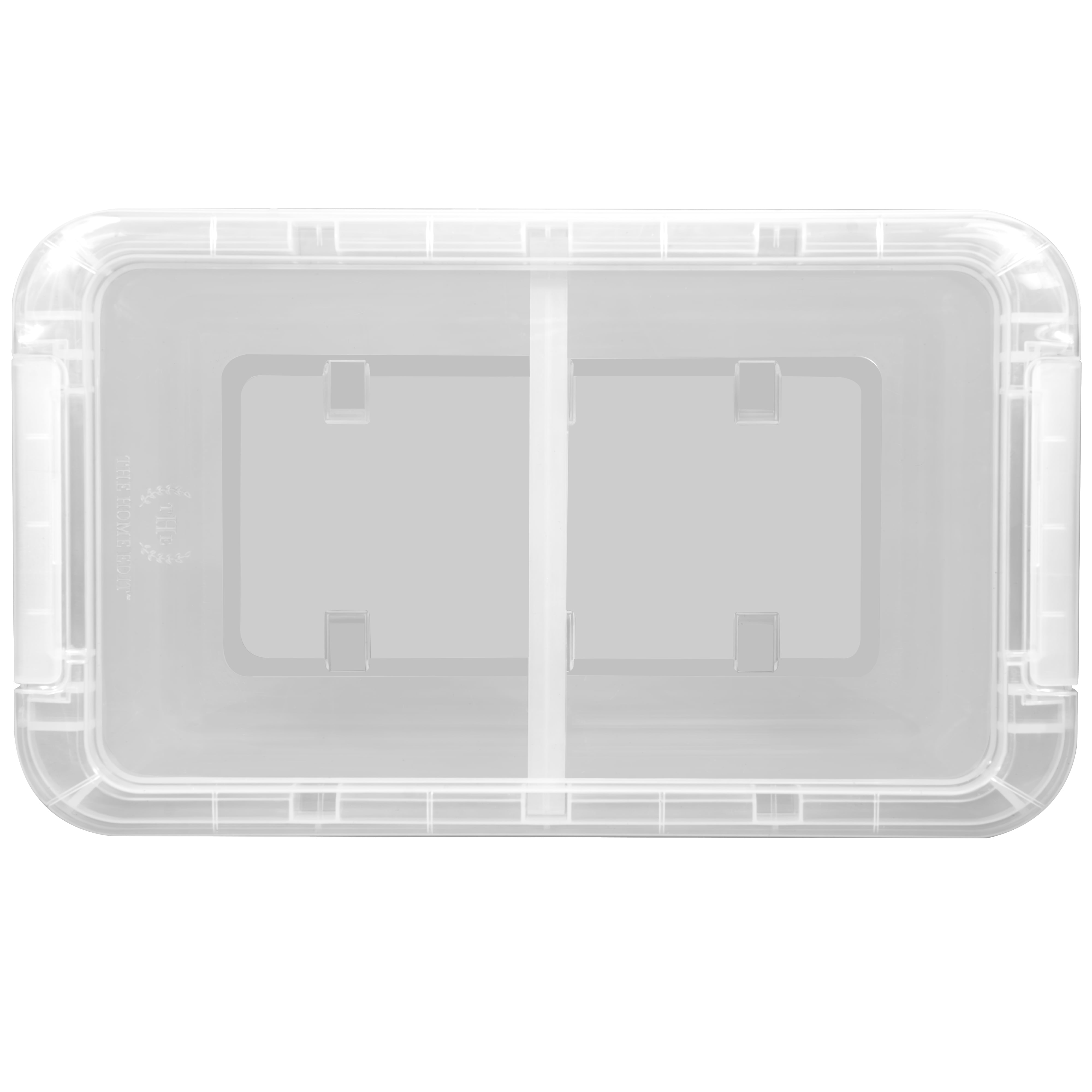 The Home Edit 17 Quart Clear Plastic Storage Bin with Divider, Adult, Set of 4