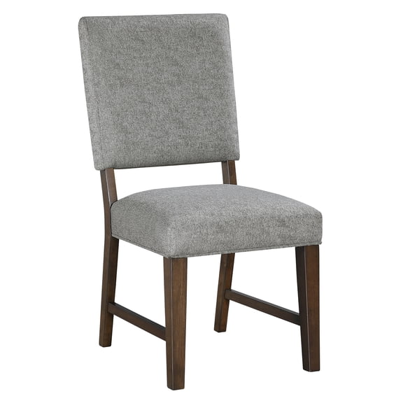 Gray Fabric Upholstered Modern Dining Chairs, Set of 2 Walnut Finish Wood Side Chairs for Kitchen and Dining Room