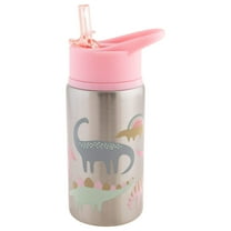 Stephen Joseph Stainless Steel Water Bottles, 18oz, Reusable tumbler, Insulated, Pink Dino