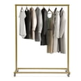 thumbnail image 4 of Industrial Vintage Style Clothes Rack Iron Garment Clothes Hanger Gold w/Wheels Clothes Workroom Garment Hanging Rack Vintage Display Stand Home Organizer Metal Clothes Rack Retail Store Display, 4 of 11